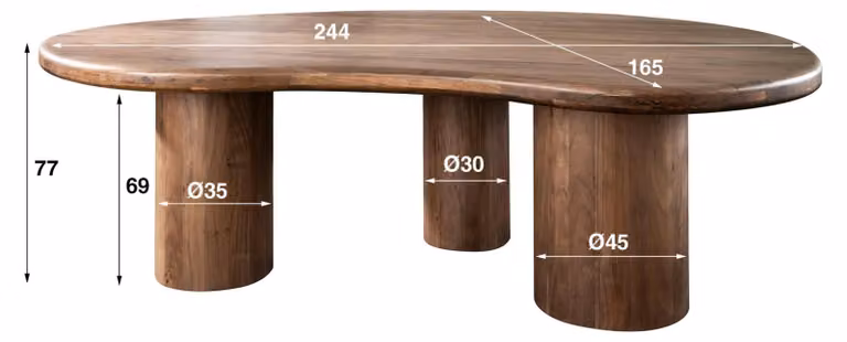 Tavolo da pranzo FURNLUX Skulptur in acacia 244 cm / Colore principale: marrone / Dimensioni: 244 x 77 x 165 cm