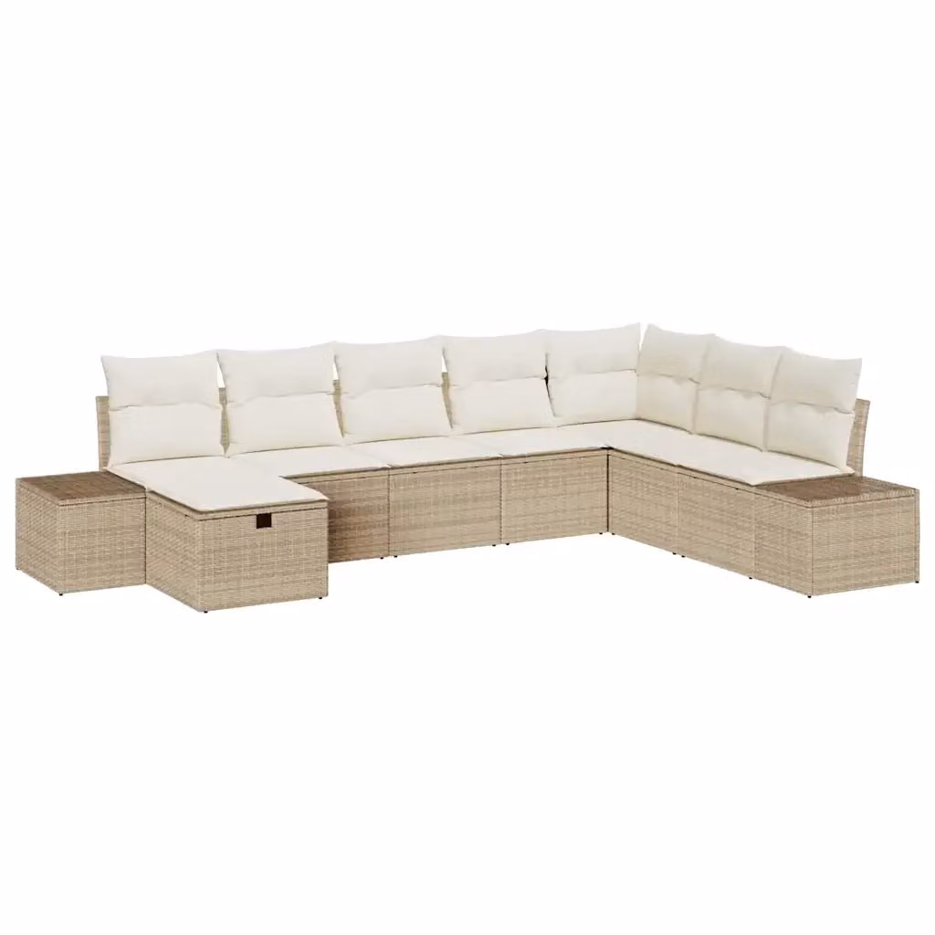 Set Divano da Giardino vidaXL 8 pz Beige con Cuscini in Polyrattan e Struttura in Acciaio – 2