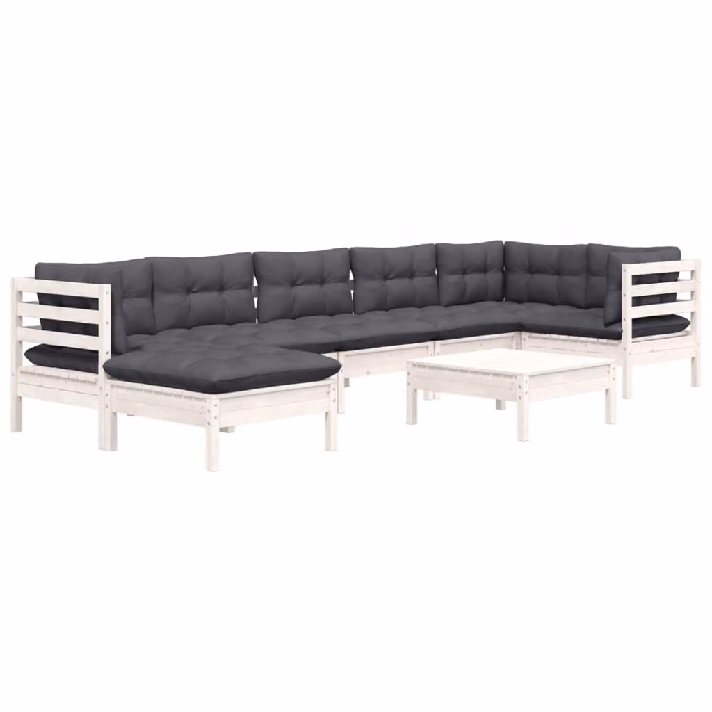 Maison Exclusive - Set Divani da Giardino 8 pz con Cuscini BiancLegno di Pino