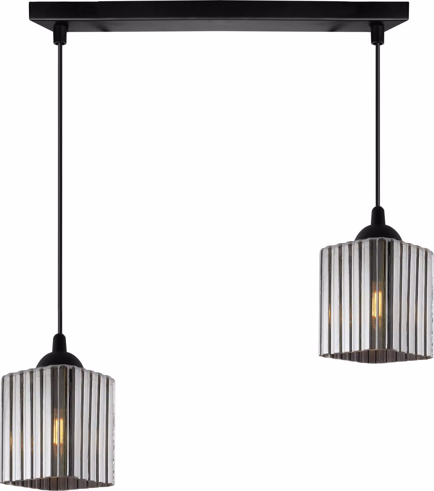 Riffle Lampada a sospensione nera – Lampada a sospensione a 2 luci con cubi color grafite E27