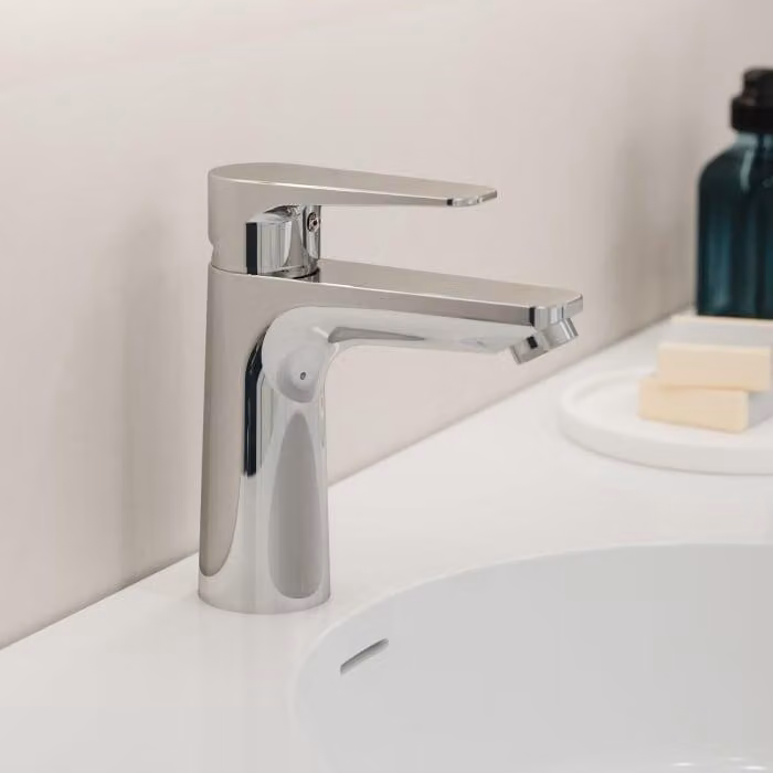 Kronenbach Radia 3.0: Miscelatore monocomando per lavabo con funzione di risparmio energetico, senza tappo e scarico, portata d'acqua: 5 l/min