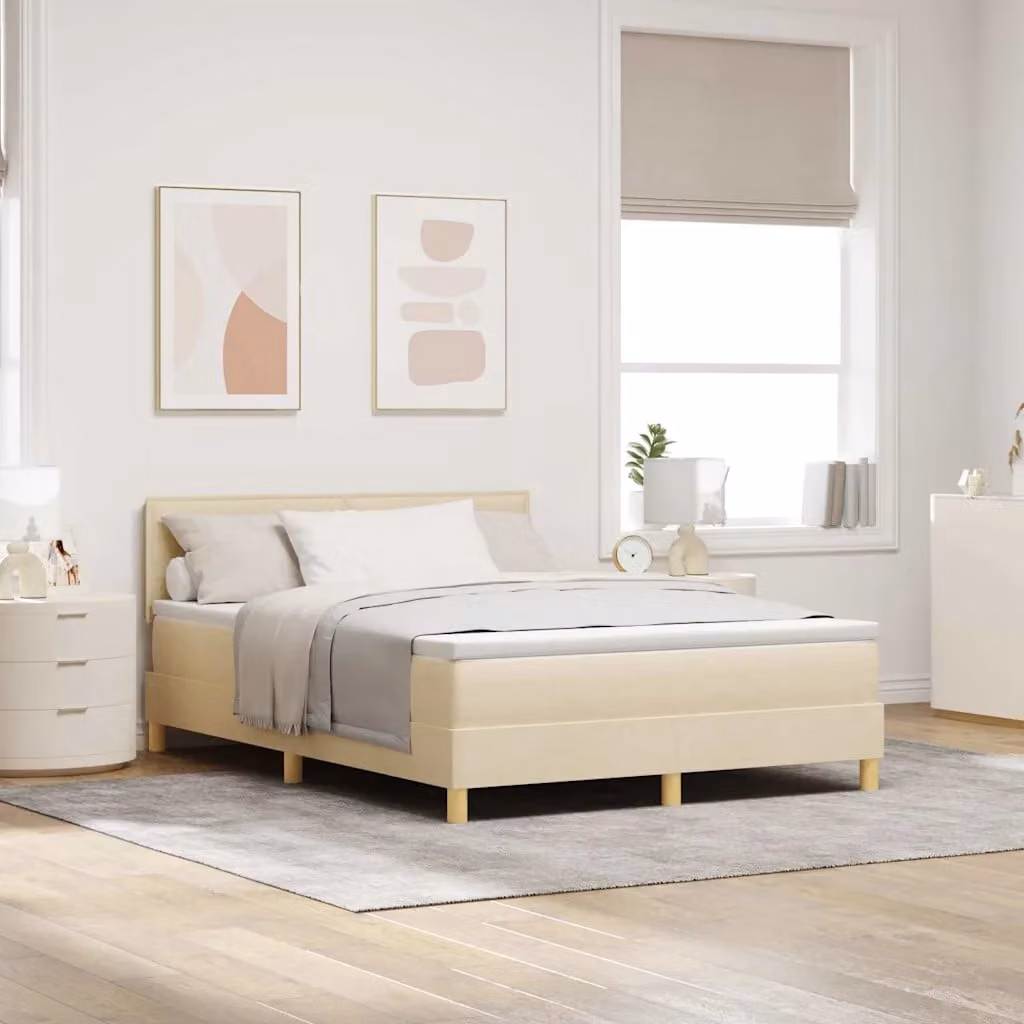 Letto ibrido moderno vidaXL in tessuto beige con struttura in legno e metallo L 160 x P 200 cm