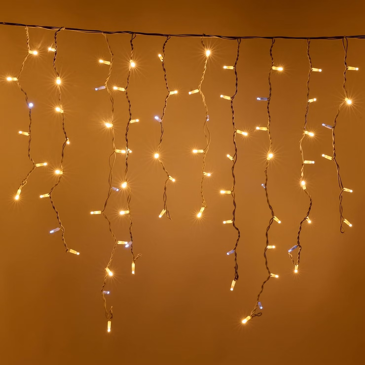 Catena luminosa a forma di fiocchi di neve, 5 metri, luce bianco caldo, 60 LED, per interni ed esterni
