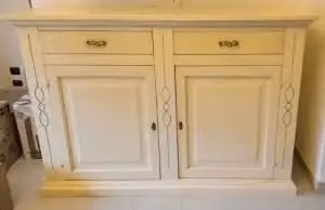 Credenzone in legno Shabby chic 2 ante 2 cassetti mod infinityavorio anticato