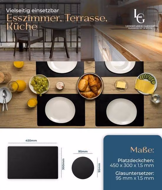 Set di posate in pelle riciclata, antiscivolo, elegante, composto da 4 pezzi