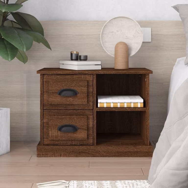 Comodino moderno vidaXL in rovere marrone L: 60 cm, P: 35,5 cm, H: 45 cm