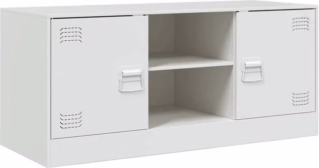 Mobile TV multimediale mensola TV credenza TV sala da pranzo soggiorno camera da letto 99 x 39 x 44 cm acciaio bianco 02_0026366