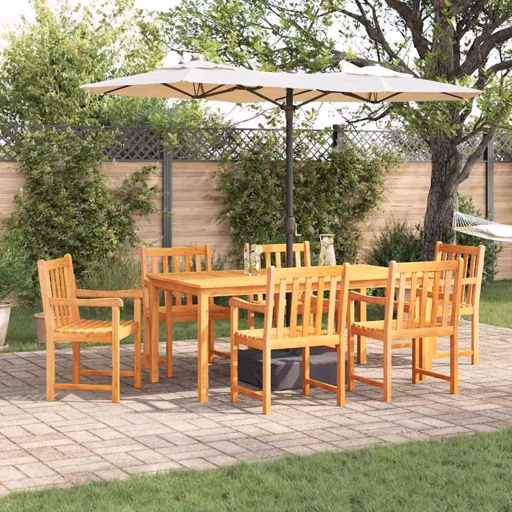 Maison Exclusive - Set da pranzo per esterno, 7 pezzi, legno massello di acacia, color marrone