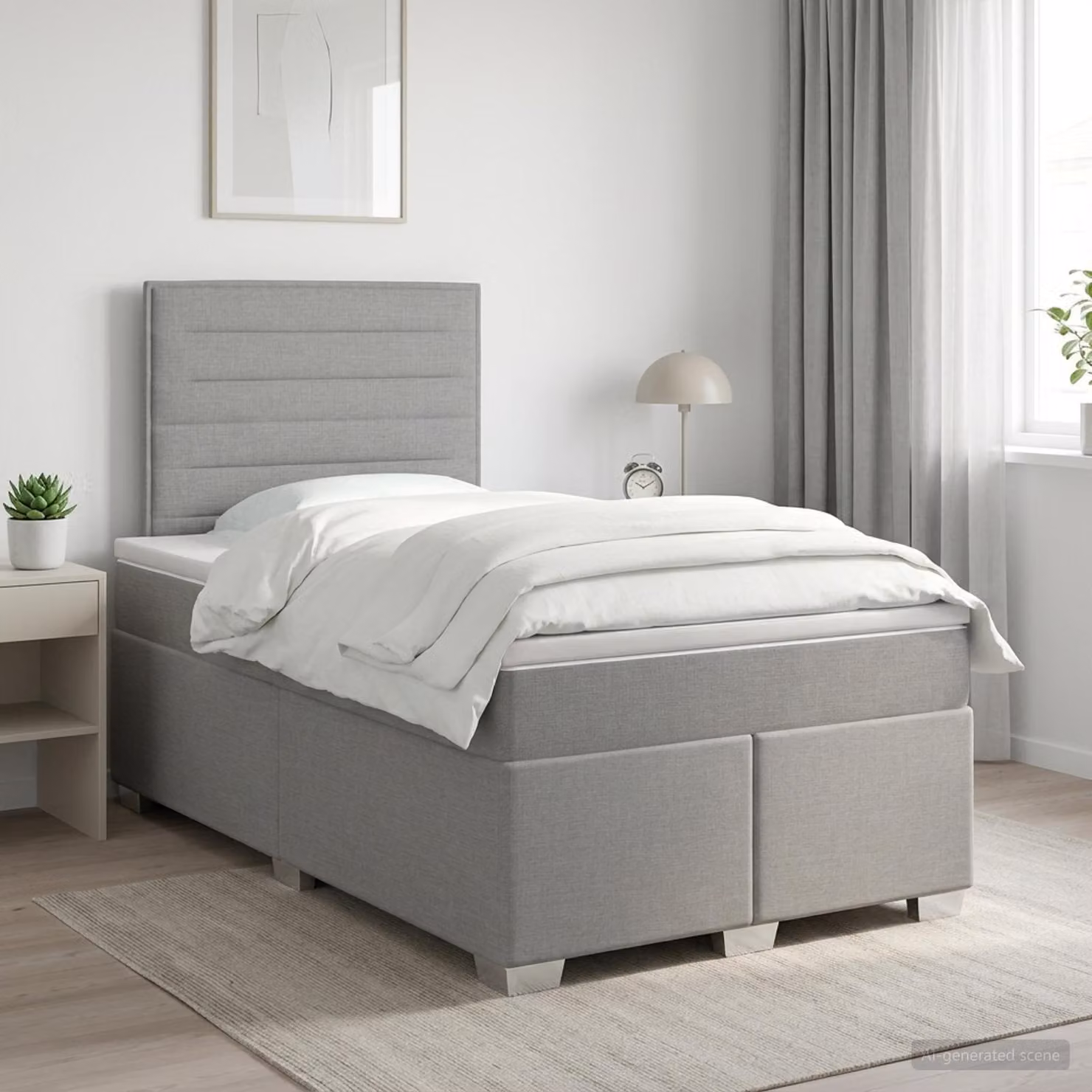 Letto box spring vidaXL con materasso a molle insacchettate, Grigio e Bianco, L/P: 120 x 200 cm