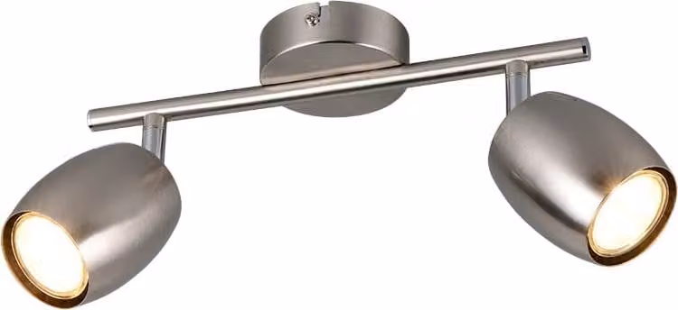 Plafoniera, metallo, argento, GU10, 2 luci, L 27,5 cm