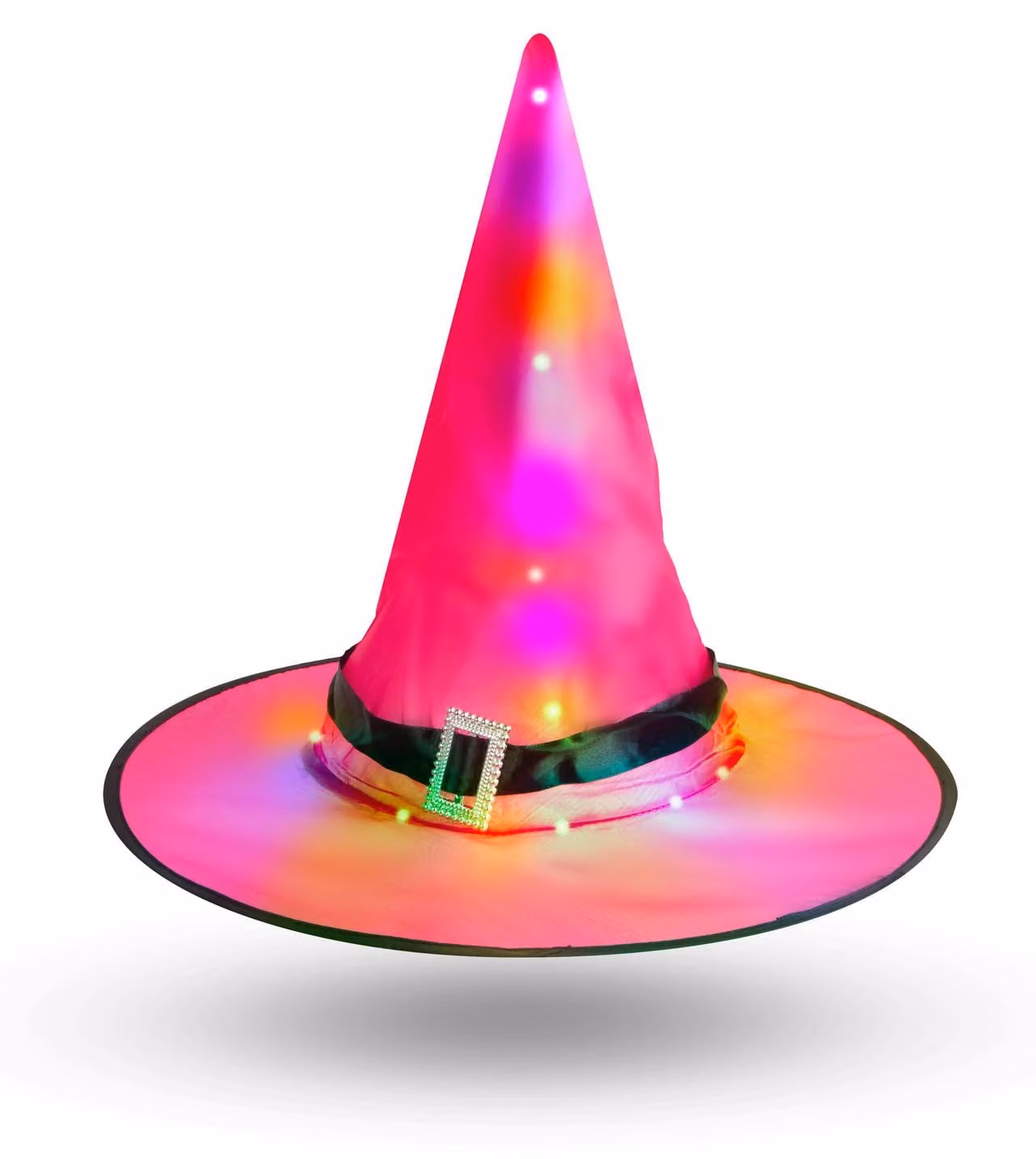 Cappello da strega LED per Halloween, colorato, in poliestere, 38 cm