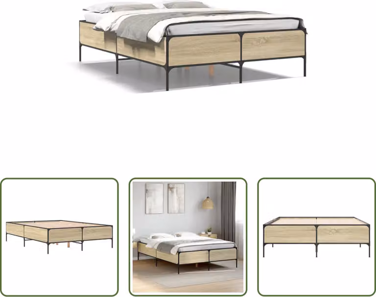 The Living Store Giroletto rovere Sonoma 140x190 cm Materiale a base di legno e metallo