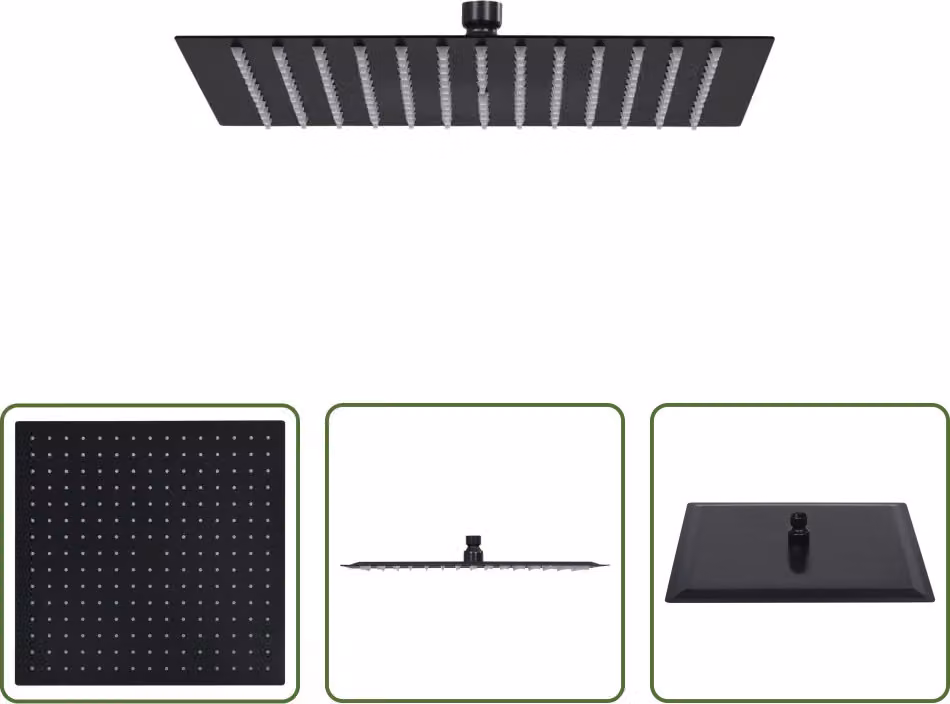The Living Store Doccia a pioggia in acciaio inox 40x40 cm Quadrato Nero