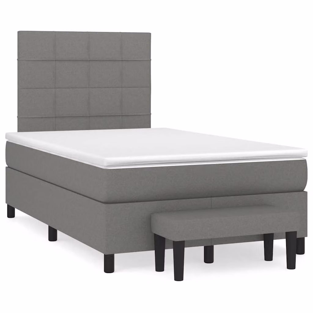 vidaXL Giroletto a Molle con Materasso Ibrido in Tessuto Grigio e Bianco L/P/H: 120 x 200 x 193 cm