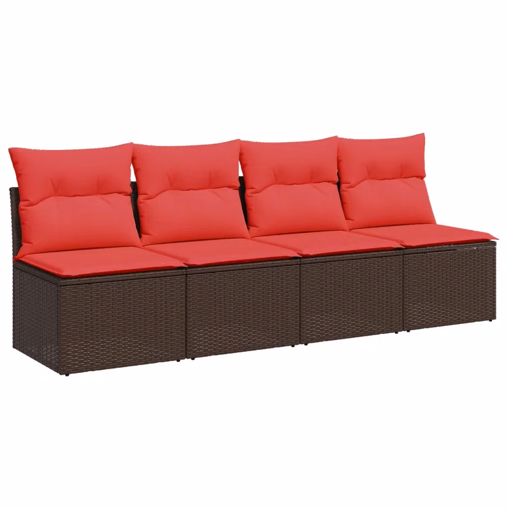 Divano da giardino moderno vidaXL a 4 posti in polyrattan marrone con cuscini imbottiti e coperture rimovibili – 2