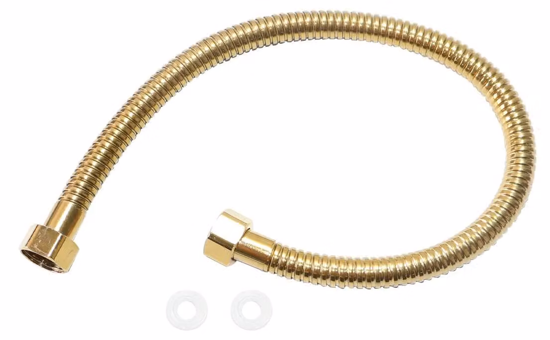 Tubo flessibile per uso sanitario, colore oro, lunghezza 50 cm, raccordo angolare da 1/2 pollice, in acciaio inossidabile