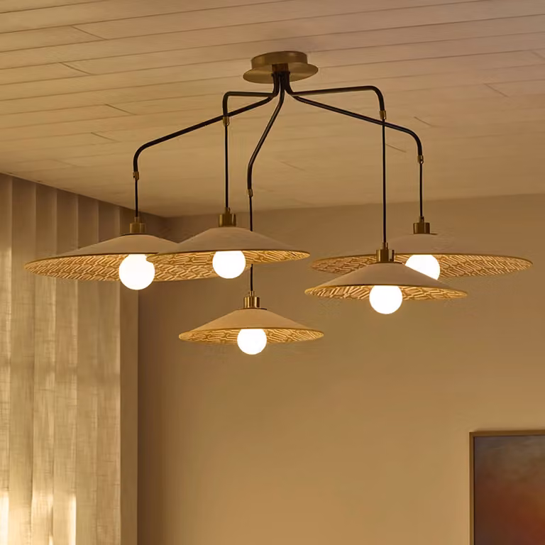 MARKET SET Lampada a sospensione Gatsby, dimmerabile, Crema / Ambra, Soggiorno / Sala da pranzo, Tessuto / Stoffa / Seta, Design, Lampada a sospensione