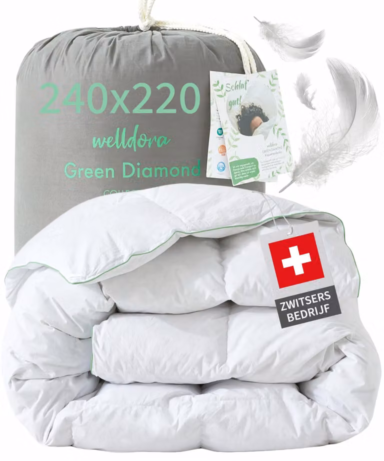 Copertura per letto 240x220 cm, adatta a tutte le stagioni – Imbottitura in piume e piumino