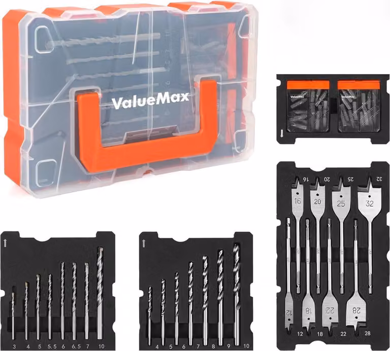 Set di trapani e avvitatori ValueMax da 55 pezzi, accessori per elettroutensili per legno, metallo, calcestruzzo