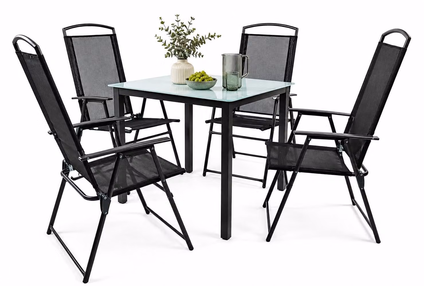 Set 5 pezzi mobili da giardino | gruppo posti a sedere gruppo da pranzo | 1x tavolo, 4x sedie | dimensioni tavolo ca. H. 76 x W. 80 x D. 80 cm | Set Hochlehner 80M