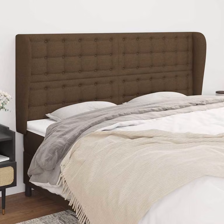 Testiera ad Orecchio vidaXL in Tessuto Marrone Scuro L: 183 cm, P: 23 cm, H: 118/128 cm
