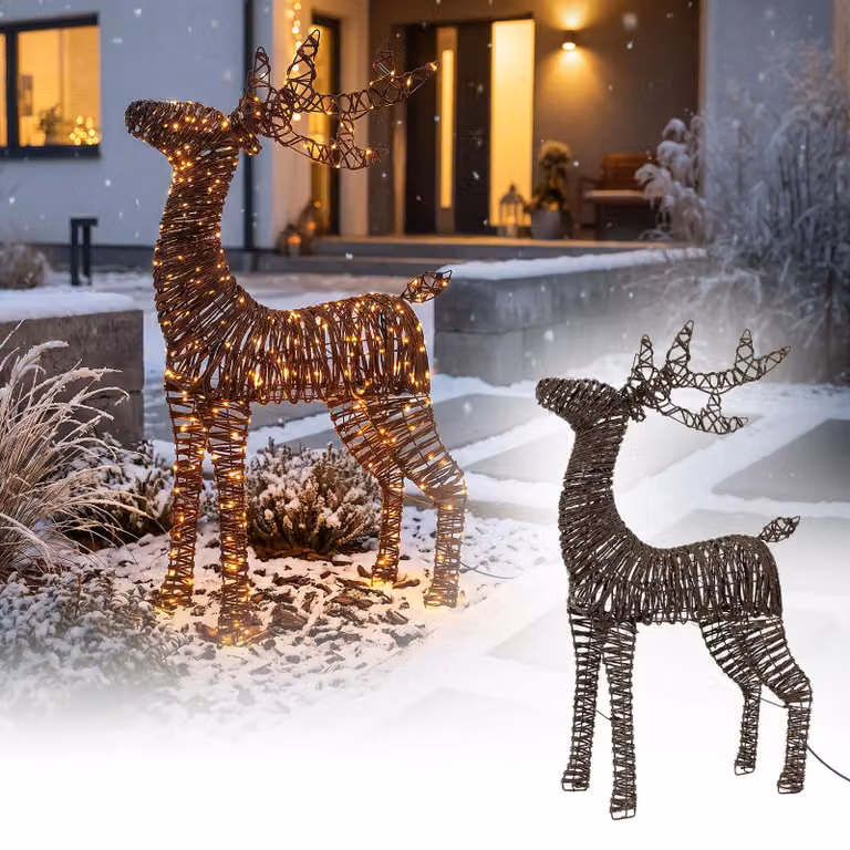 ECD Germany, decorazione natalizia a LED per interni ed esterni, figura natalizia alta 95 cm, decorazioni natalizie, illuminazione natalizia per esterni, giardino con catena di luci a 600 LED, luce bianco caldo intenso