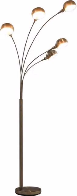 Lampada da terra ad arco moderna HELLOSHOP26 in metallo cromato e argento con 5 luci regolabili, Altezza: 200 cm