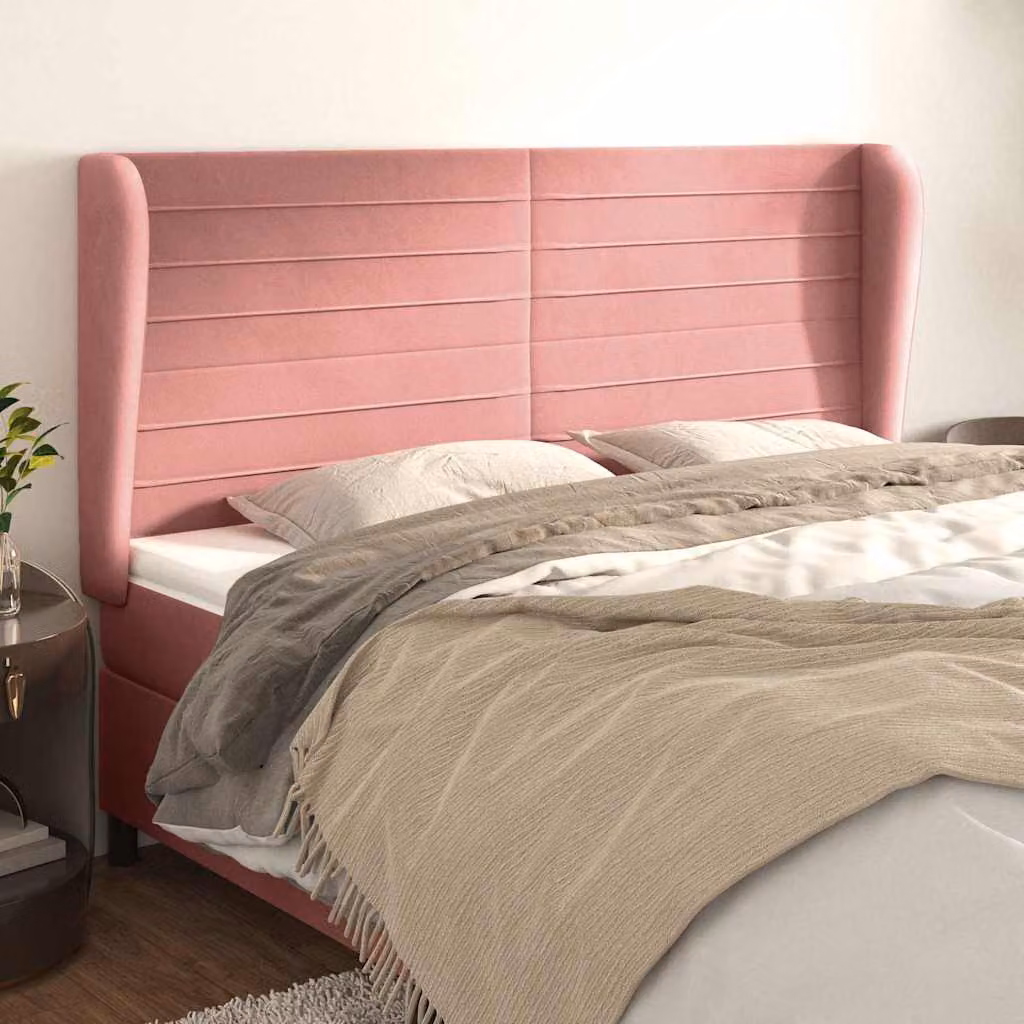 Testiera ad orecchio vidaXL in velluto rosa L: 183 cm, P: 23 cm, H: 118-128 cm