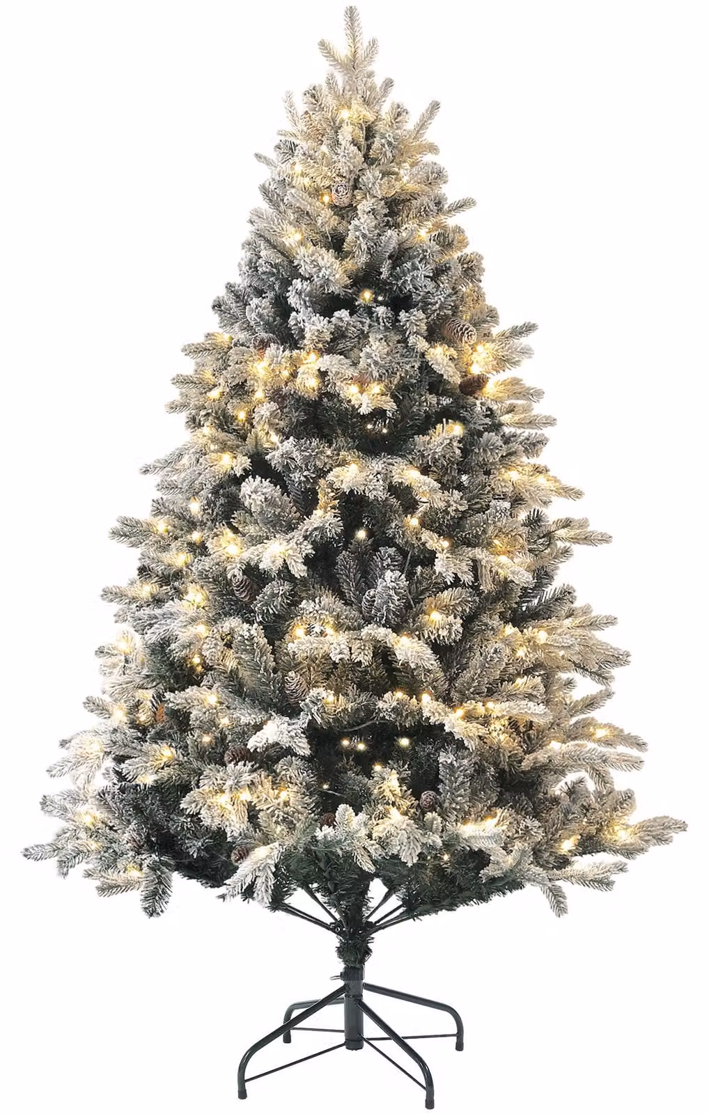 Albero di Natale artificiale - Albero di Natale decorato con luci - Albero di Natale a LED - Albero di Natale con effetto neve - Altezza: 180 cm