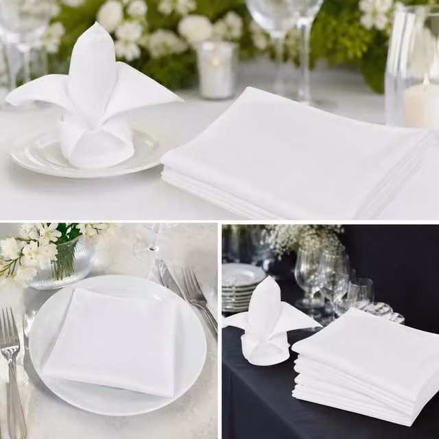 100 White Dinner Napkins 50 X 50 Cm
