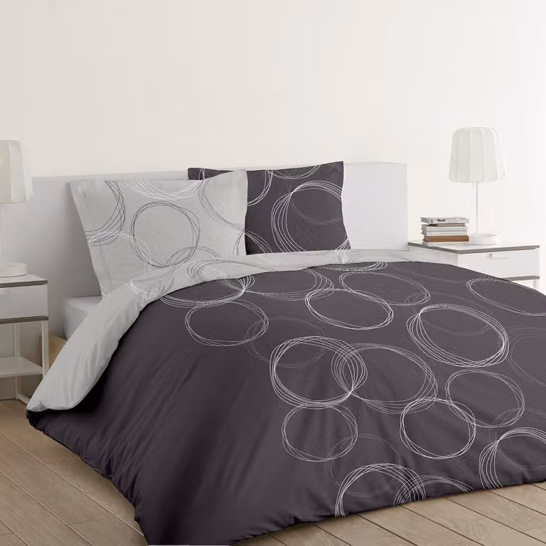 Set di lenzuola con copripiumino 200x200 cm - 100% cotone - Grigio