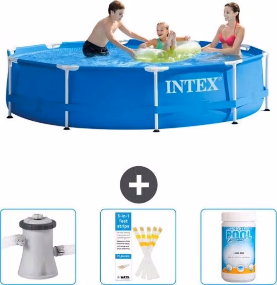 Piscina a Rondotto - 305 x 76 cm - Blu - Inclusa Pompafiltro per Piscina - Strisce di Test - Cloro