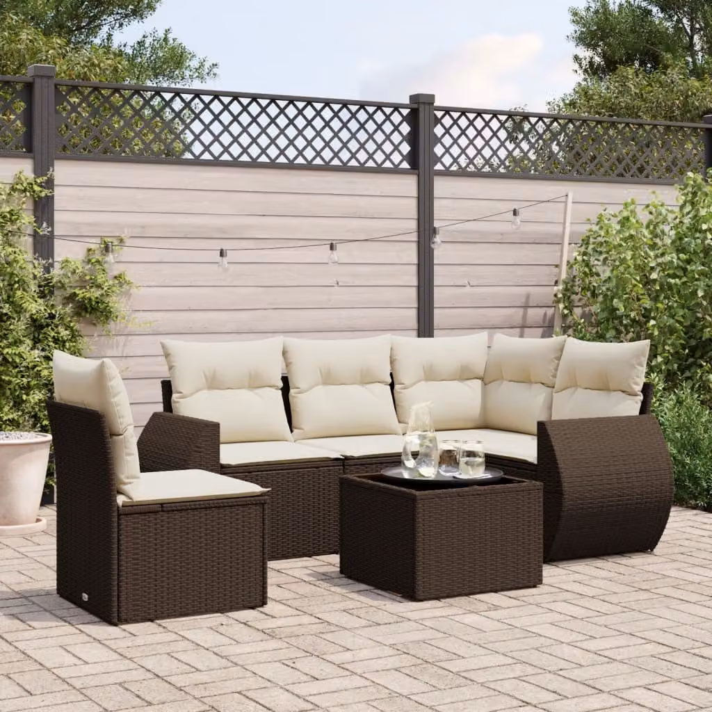 Maison Exclusive - Set Divano da Giardino 6 pz con Cuscini Marrone in Polyrattan