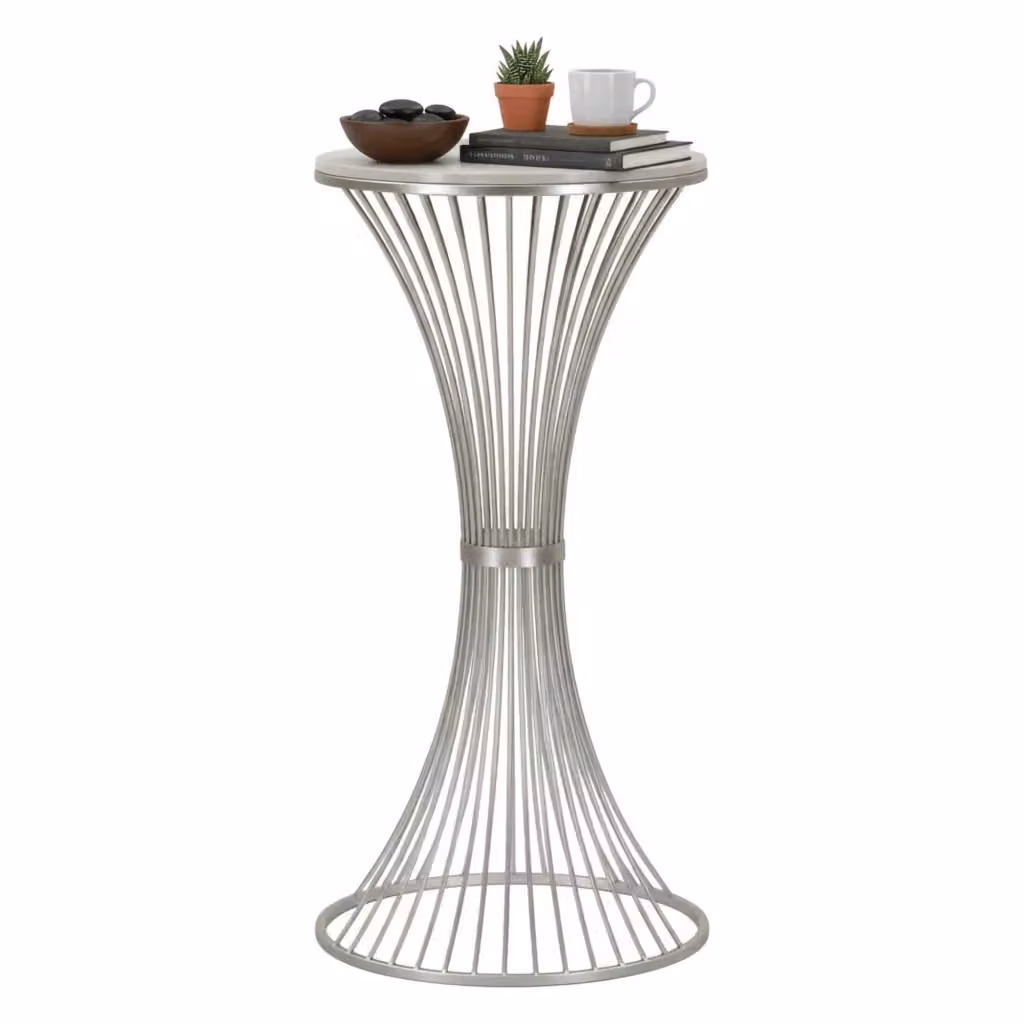 Tavolino da salotto Merli DMORA Argento con piano in marmo, L/P/H: 50 x 50 x 100 cm – 2