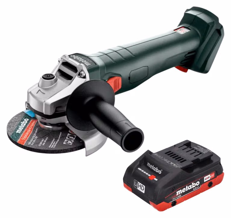 Smerigliatrice angolare a batteria Metabo W 18 7-125 18 V 125 mm + 1 batteria LiHD da 4,0 Ah - senza caricabatterie