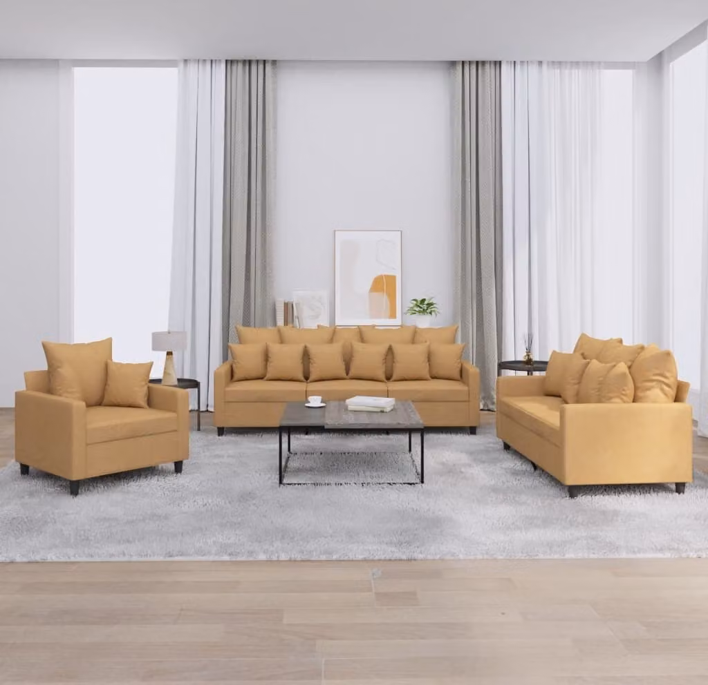 Maison Exclusive - Set divano a 3 pezzi con cuscini in velluto marrone