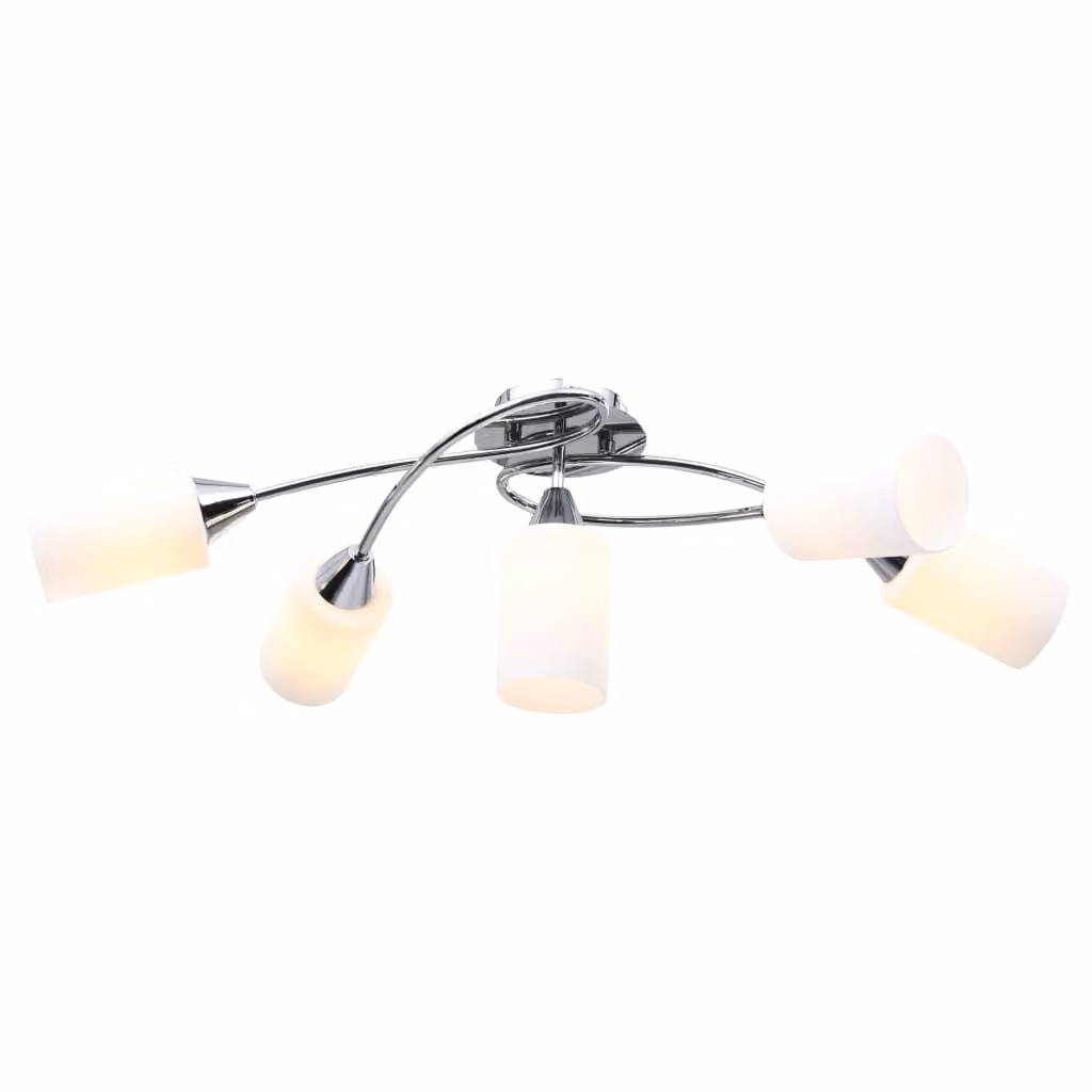 vidaXL Plafoniera con paralumi in Vetroceramica per 5 lampadine E14