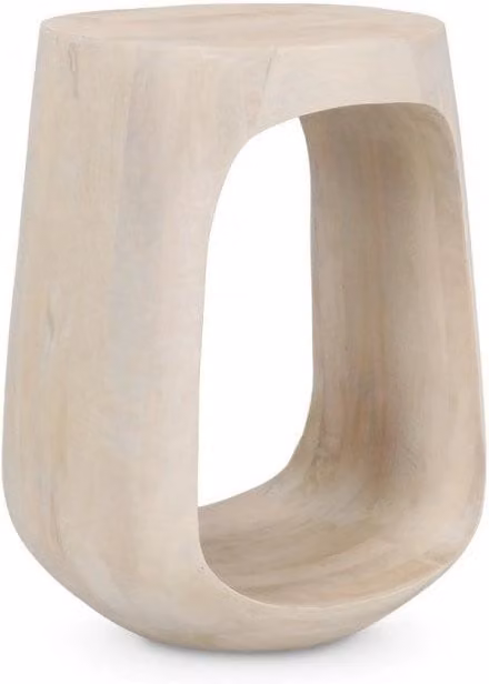 Tavolino rotondo GIORDANOSHOP in legno di mango bianco per soggiorno Ø 33 cm