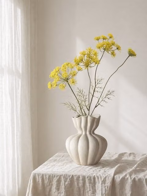Fiore artificiale giallo girasole in tessuto e ceramica Kenay Home stile orientale per decorazione da tavolo