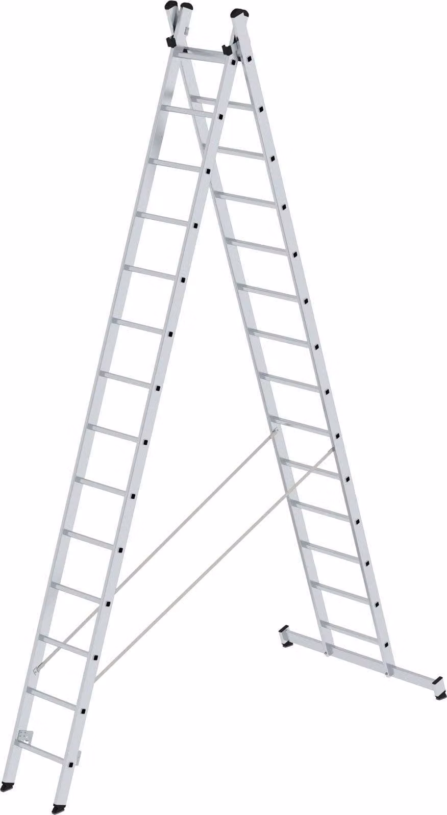 Scala a pioli multiuso a 2 sezioni con traversa nivello® 2x14 pioli