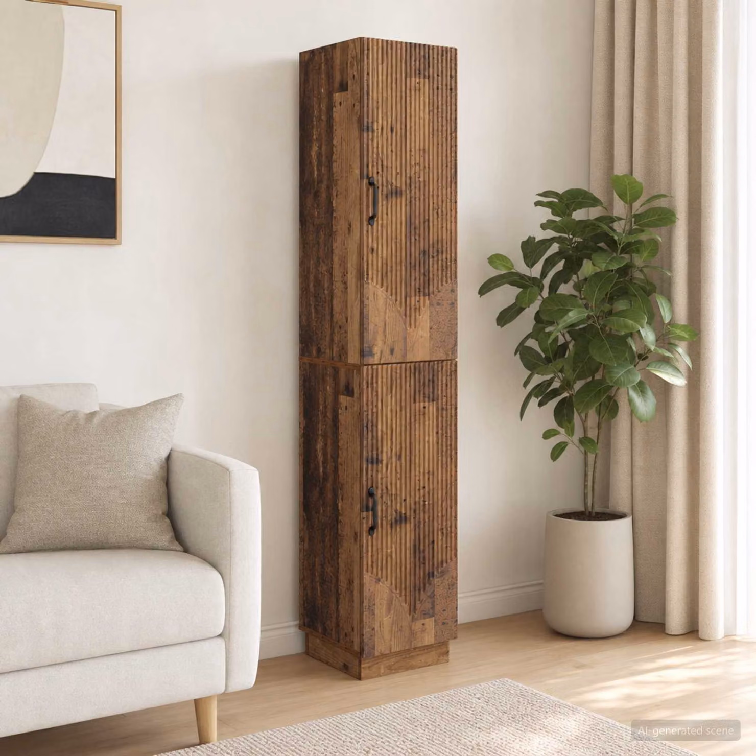 Set di 2 armadi moderni vidaXL in legno e MDF marrone con ante a battente e ripiani interni