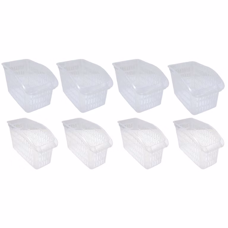 Set da 8 cestini portaoggetti trasparenti, cestini da armadio, organizer da scaffale, contenitori, cestini portaoggetti in plastica