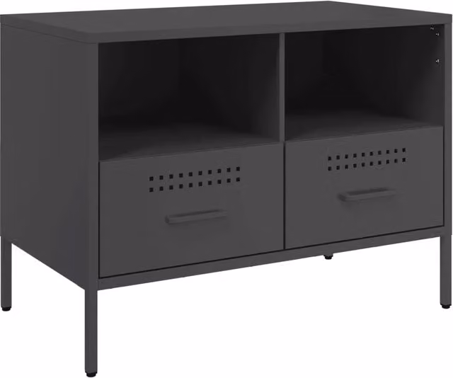 Mobile TV multimediale mensola TV credenza TV adatto per sala da pranzo soggiorno camera da letto 68 x 39 x 50,5 cm acciaio nero 02_0026159