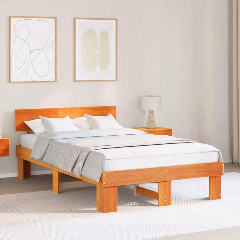 Struttura del letto vidaXL in pino massello marrone cerato L 120 x P 200 cm