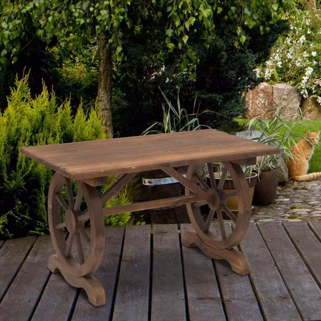 Tavolo da giardino rettangolare GIORDANOSHOP in legno di abete color marrone L/P/H: 100 x 60 x 65 cm – 2
