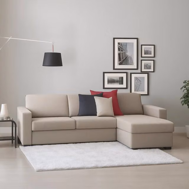 Divano con penisola reversibile Talamo Italia, modello Azechiele, design moderno a L, Made in Italy, L: 260 cm, P: 95 cm, Grigio Tortora – 1