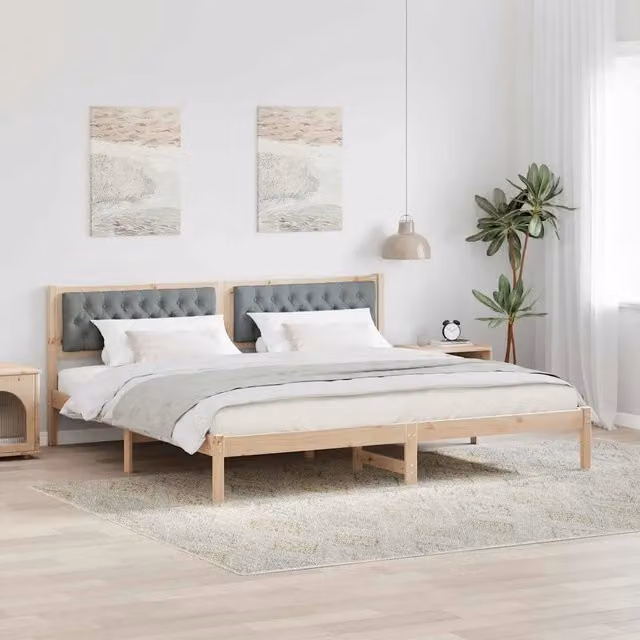 Struttura del letto Grigio chiaro 200 x 200 cm Pino massello 3394233