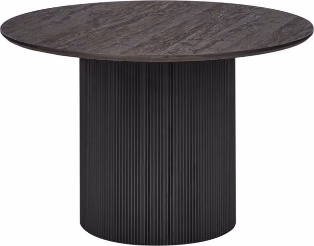 Tavolo da pranzo rotondo Beliani con piano in MDF nero e base a colonna centrale, Diametro: 120 cm, Altezza: 75 cm – 1