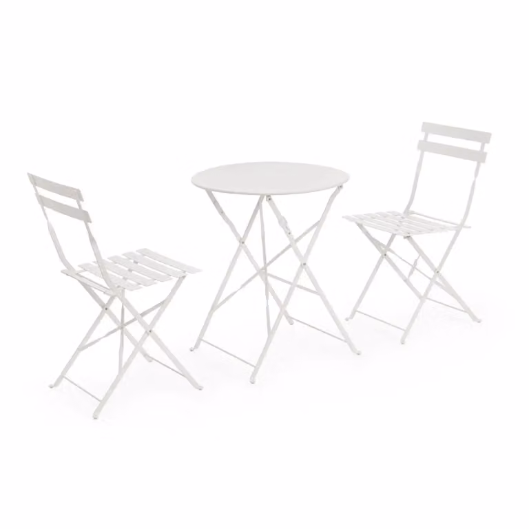 Set bistrot AUSTIN in acciaio bianco, pieghevole