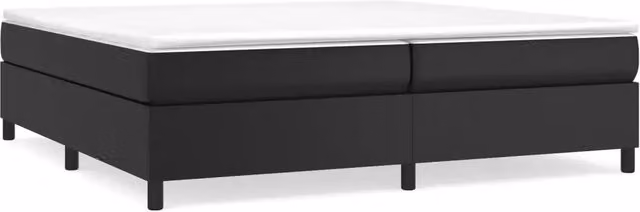Letto matrimoniale DESIGN IN con struttura a rete a molle e doghe in legno, rivestimento in similpelle nero, L 200 cm x P 200 cm